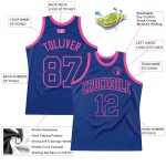 Royal-Pink Authentic Throwback Basketball Jersey - Custom Design, Retro Style Custom Royal Royal-Pink Authentic Throwback - Image 2