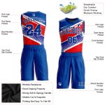 Custom Royal-Red Sublimation Basketball Jersey Round Neck Suit Custom Royal Royal-Red Round Neck Sublimation Basketball Suit - Image 2