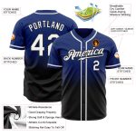 Custom White-Black Authentic Baseball Jersey - Fashion Fade Design Custom Royal White-Black Authentic Fade Fashion Baseball - Image 2