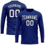 Custom Performance T-Shirt for Men, Long Sleeve in Royal White-Black Custom Royal White-Black Long Sleeve Performance T-Shirt - Image 2