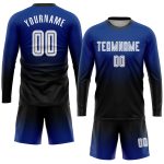 Custom Soccer Jersey - White Black Long Sleeve Fade Fashion Uniform, Sublimation Design Custom Royal White-Black Sublimation - Image 2