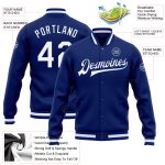 Custom Varsity Letterman Jacket White Bomber Full-Snap for Men and Women Custom Royal White Bomber Full-Snap Varsity Letterman - Image 3