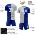 Custom White Gray Soccer Jersey - Fashion Sublimation Split Uniform Custom Royal White-Gray Sublimation Split Fashion Soccer - Image 3