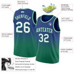 Custom Royal Green Basketball Jersey - Authentic Fade Design, Fashion Fit Custom Royal White-Kelly Green Authentic Fade Fashion - Image 2