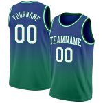 Custom Royal Green Basketball Jersey - Authentic Fade Design, Fashion Fit Custom Royal White-Kelly Green Authentic Fade Fashion