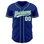 Custom Royal White Kelly Green Gray Baseball Jersey - Authentic Team Apparel Custom Royal White Kelly Green-Gray Authentic - Image 2