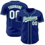 Custom Royal White Kelly Green Gray Baseball Jersey - Authentic Team Apparel Custom Royal White Kelly Green-Gray Authentic