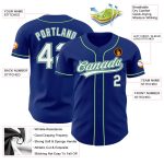 Custom Royal White Kelly Green Gray Baseball Jersey - Authentic Team Apparel Custom Royal White Kelly Green-Gray Authentic - Image 3