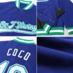 Custom Royal White Varsity Letterman Jacket Green Gray Full-Snap Bomber Custom Royal White Kelly Green-Gray Bomber Full-Snap - Image 2