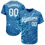 Custom 3D Pattern Baseball Jersey - Royal White Light Blue Design, Authentic Style Custom Royal White-Light Blue 3D Pattern