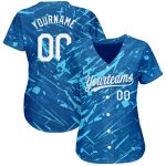 Custom 3D Pattern Baseball Jersey - Royal White Light Blue Design, Authentic Style Custom Royal White-Light Blue 3D Pattern - Image 2