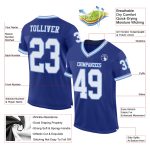 Custom Royal Blue Light Blue Mesh Throwback Football Jersey Authentic Custom Royal White-Light Blue Mesh Authentic Throwback - Image 2