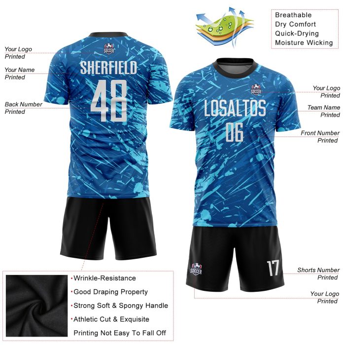 Custom Sublimation Soccer Jersey White Light Blue 5746 - Personalized Uniform Custom Royal White-Light Blue Sublimation Soccer - Image 3