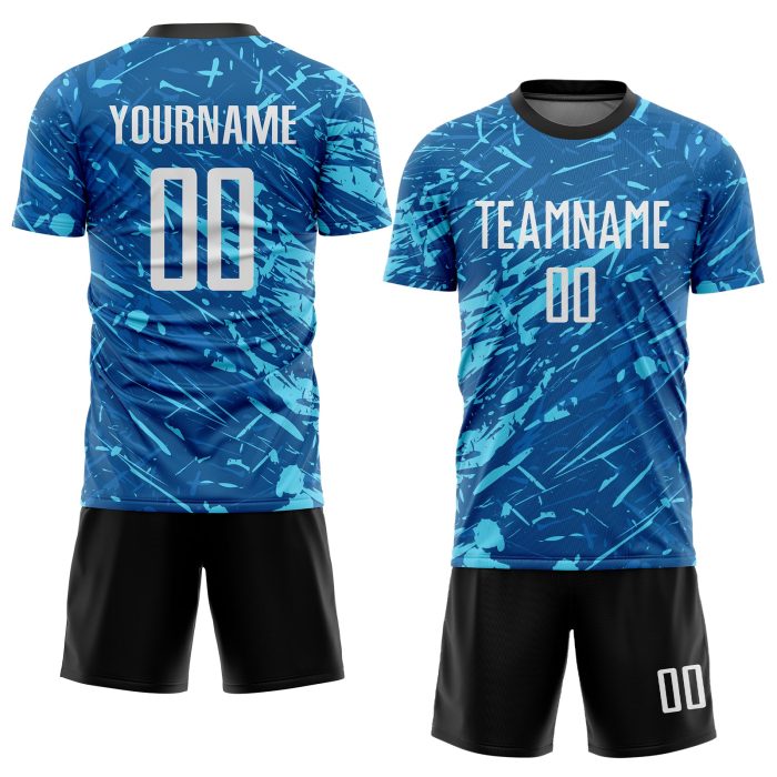 Custom Sublimation Soccer Jersey White Light Blue 5746 - Personalized Uniform Custom Royal White-Light Blue Sublimation Soccer - Image 2