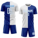 Custom Sublimation Soccer Jersey Royal White Light Blue Split Fashion Design Custom Royal White-Light Blue Sublimation Split - Image 2