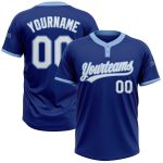 Custom Royal Light Blue Two-Button Unisex Softball Jersey - Personalized Sports Apparel Custom Royal White-Light Blue Two-Button