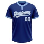 Custom Royal Light Blue Two-Button Unisex Softball Jersey - Personalized Sports Apparel Custom Royal White-Light Blue Two-Button - Image 2