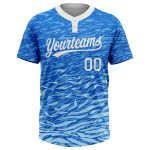 Custom Softball Jersey Unisex Two-Button Royal White-Light Blue Style 4287 Custom Royal White-Light Blue Two-Button Unisex - Image 2