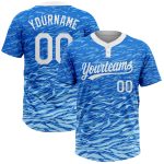 Custom Softball Jersey Unisex Two-Button Royal White-Light Blue Style 4287 Custom Royal White-Light Blue Two-Button Unisex