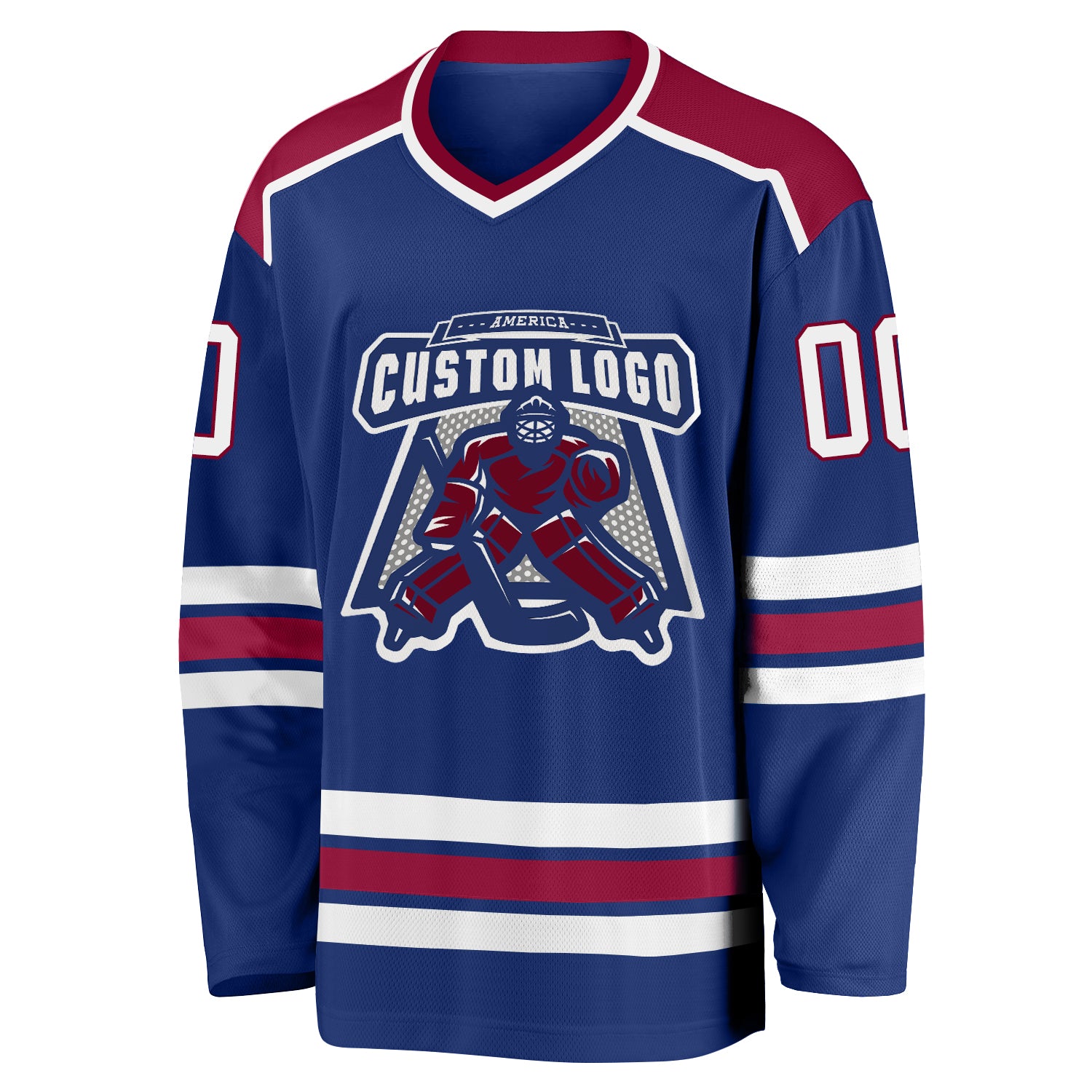 Custom Royal White-Maroon Hockey Jersey Custom Maroon Royal Hockey Jersey - Personalized Team Uniform Jersey Custom Royal White-Maroon Hockey Jersey - Image 2