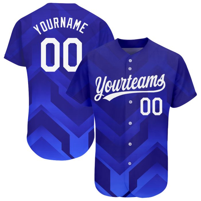 Custom White-Navy 3D Pattern Baseball Jersey - Authentic Design for Sports Fans Custom Royal White-Navy 3D Pattern Design - Image 1