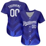 Custom White-Navy 3D Pattern Baseball Jersey - Authentic Design for Sports Fans Custom Royal White-Navy 3D Pattern Design - Image 2