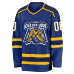 Custom Royal Navy Gold Hockey Jersey - Personalized Design for Teams and Fans Custom Royal White Navy-Gold Hockey Jersey - Image 2