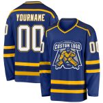 Custom Royal Navy Gold Hockey Jersey - Personalized Design for Teams and Fans Custom Royal White Navy-Gold Hockey Jersey
