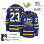 Custom Royal Navy Gold Hockey Jersey - Personalized Design for Teams and Fans Custom Royal White Navy-Gold Hockey Jersey - Image 3