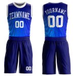 Custom Sublimation Basketball Jersey Round Neck - Royal White Navy Suit Custom Royal White-Navy Round Neck Sublimation Basketball
