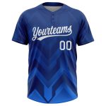 Custom Unisex Softball Jersey in Royal White-Navy Two-Button Design Custom Royal White-Navy Two-Button Unisex Softball Jersey - Image 2
