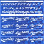 Custom Two-Button Unisex Softball Jersey in Royal White-Navy, Style 9567 Custom Royal White-Navy Two-Button Unisex Softball - Image 4