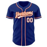 Custom Authentic Baseball Jersey - White-Orange, Style 7842, Personalized Sports Apparel Custom Royal White-Orange Authentic - Image 2