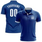 Custom Royal White Performance Golf Polo - Mens Sports Shirt, Breathable, Moisture-Wicking, Stylish Activewear Custom Royal
