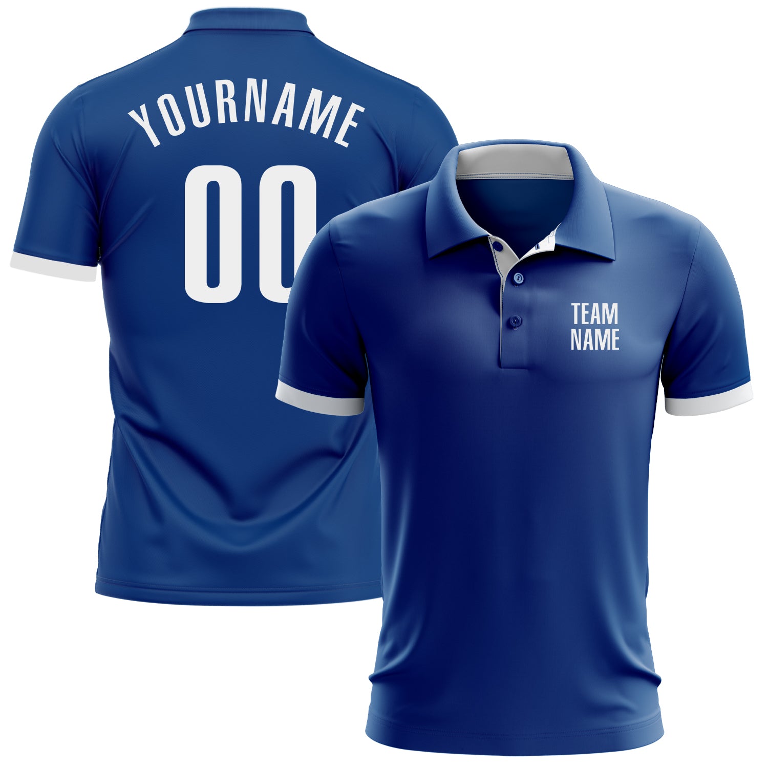 Custom Royal White Performance Golf Polo Shirt Custom Royal White Performance Golf Polo - Mens Sports Shirt, Breathable, Moisture-Wicking, Stylish Activewear Custom Royal - Image 1