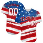 3D American Flag Baseball Jersey - Custom Royal White-Red Design Custom Royal White-Red 3D American Flag Authentic Baseball