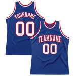 Custom White-Red Authentic Basketball Jersey - Personalized Throwback Style Custom Royal White-Red Authentic Throwback Basketball