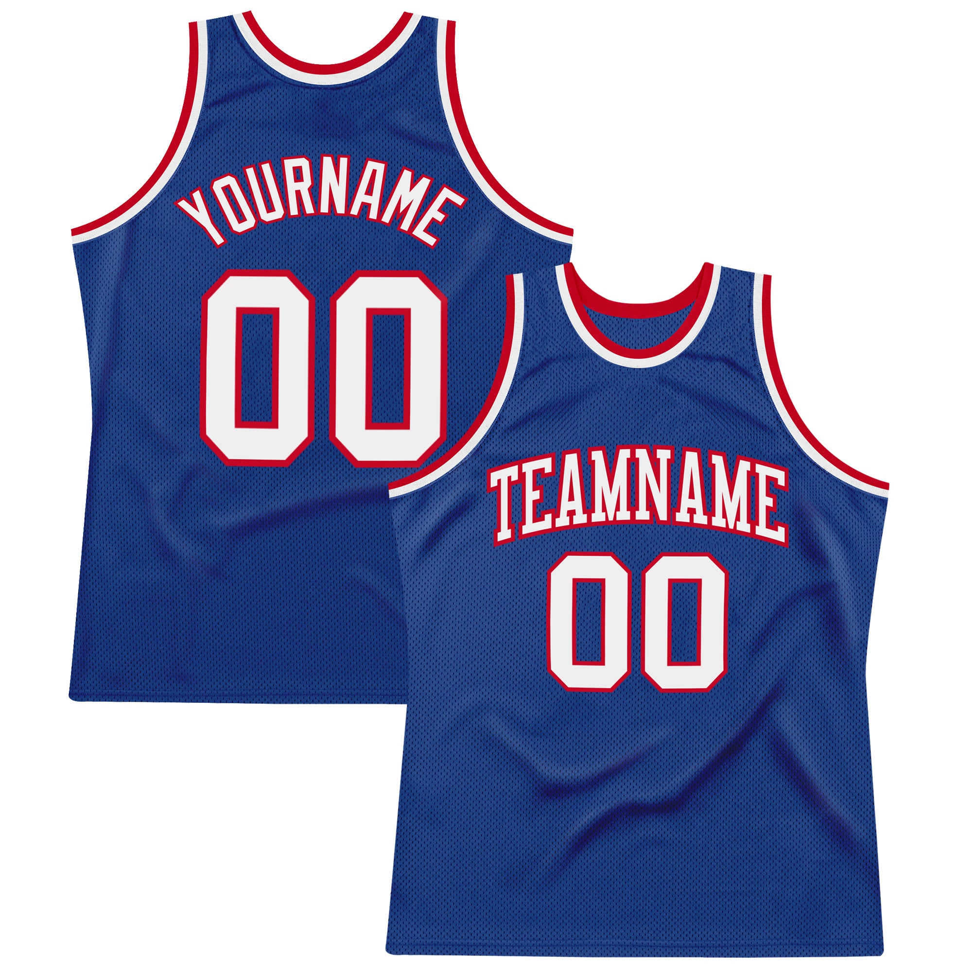 Custom Royal White-Red Authentic Throwback Basketball Jersey Custom White-Red Authentic Basketball Jersey - Personalized Throwback Style Custom Royal White-Red Authentic Throwback Basketball - Image 1