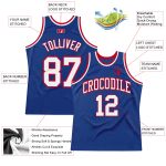 Custom White-Red Authentic Basketball Jersey - Personalized Throwback Style Custom Royal White-Red Authentic Throwback Basketball - Image 2