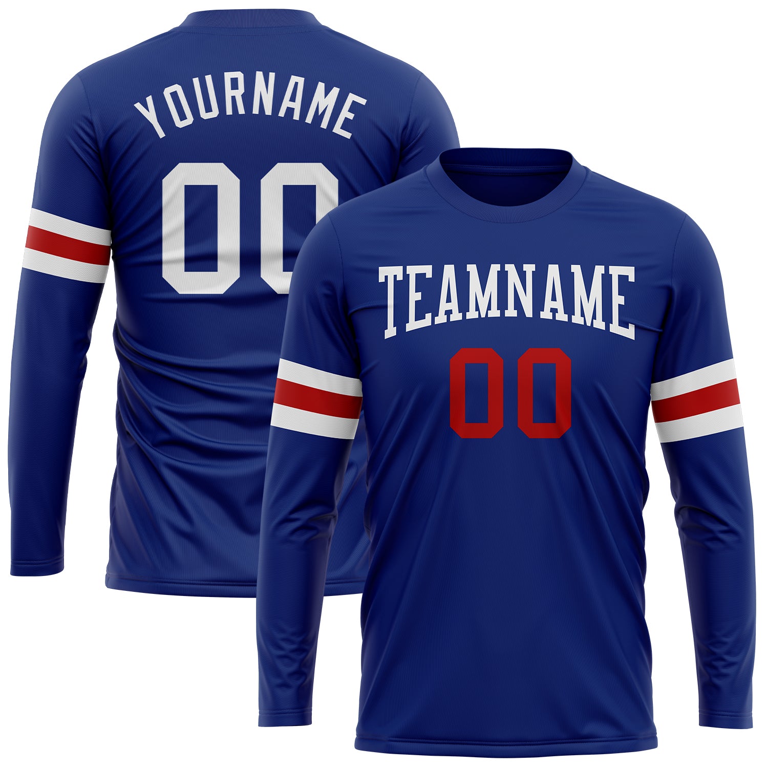 Custom Royal White-Red Long Sleeve Performance T-Shirt Custom Long Sleeve Performance T-Shirt in Royal White and Red Custom Royal White-Red Long Sleeve Performance T-Shirt - Image 1