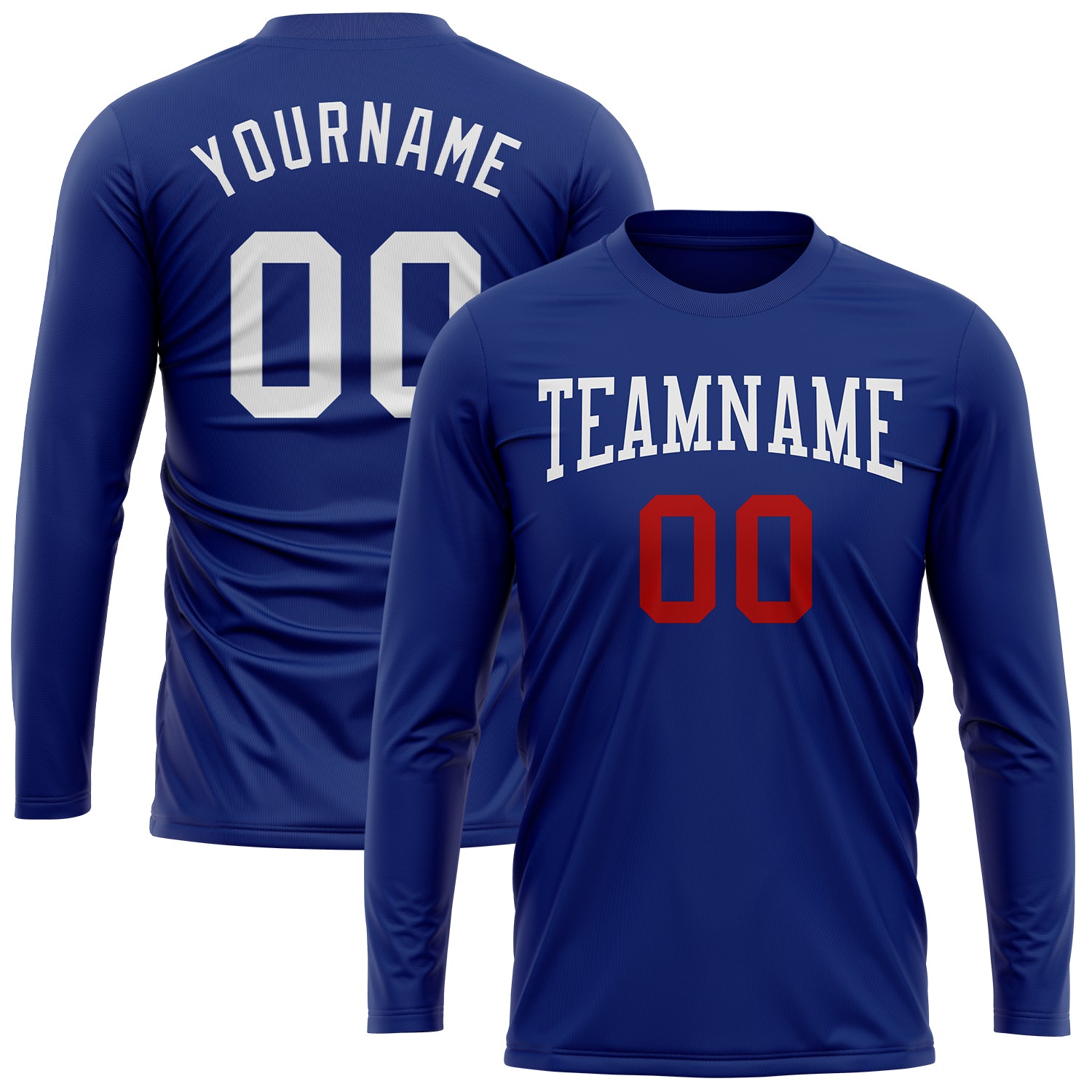 Custom Royal White-Red Long Sleeve Performance T-Shirt Custom Long Sleeve Performance T-Shirt in Royal White and Red Custom Royal White-Red Long Sleeve Performance T-Shirt - Image 2