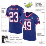 Custom Royal Red Mesh Football Jersey - Authentic Throwback Design Custom Royal White-Red Mesh Authentic Throwback Football - Image 2