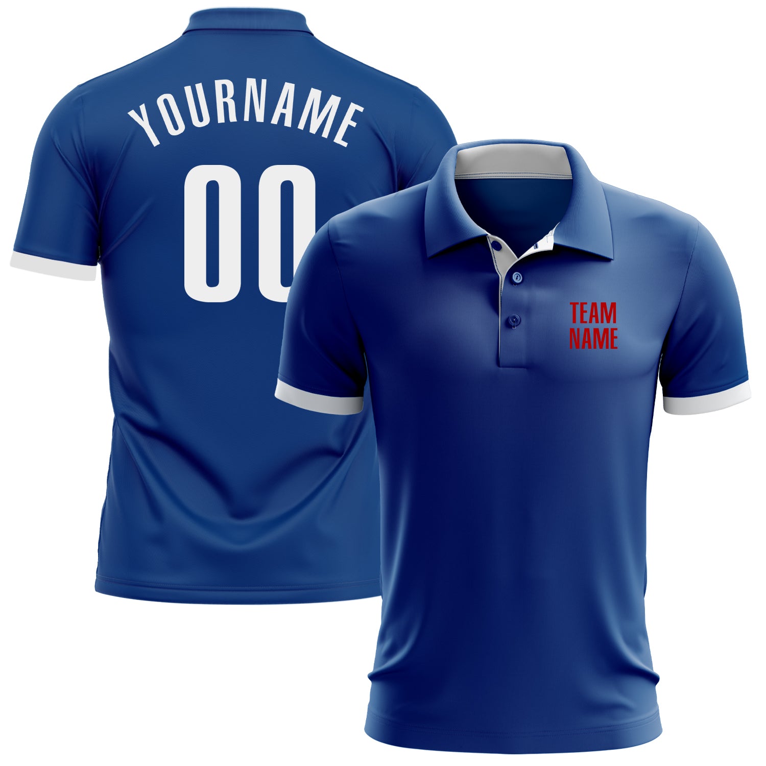 Custom Royal White-Red Performance Golf Polo Shirt Custom Performance Golf Polo Shirt in Royal White and Red Custom Royal White-Red Performance Golf Polo Shirt - Image 1
