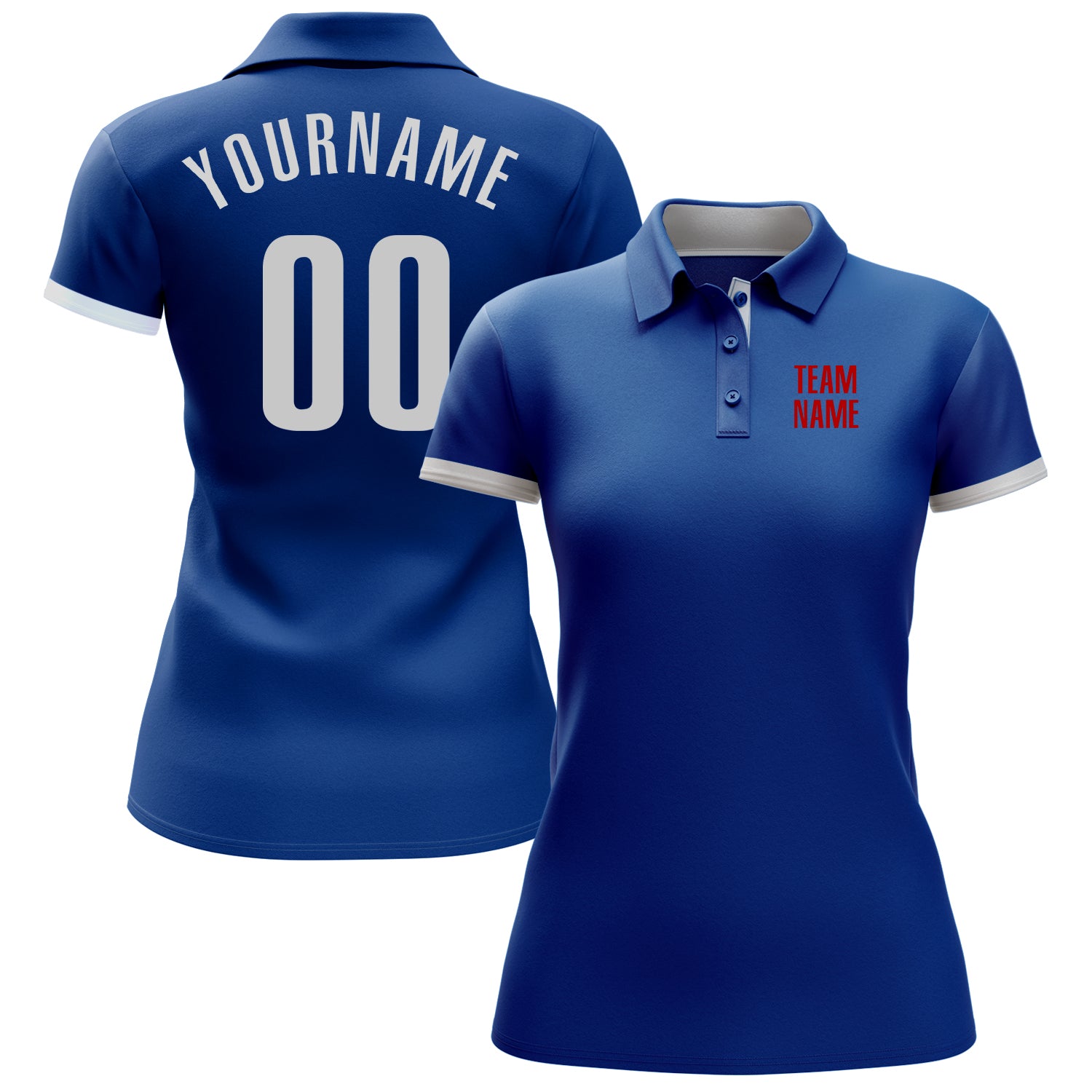 Custom Royal White-Red Performance Golf Polo Shirt Custom Performance Golf Polo Shirt in Royal White and Red Custom Royal White-Red Performance Golf Polo Shirt - Image 2