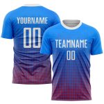 Custom Sublimation Soccer Jersey - Royal White-Red Uniform for Teams Custom Royal White-Red Sublimation Soccer Uniform Jersey