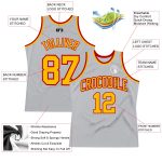 Authentic Custom Silver Gray Gold-Red Basketball Jersey - Throwback Style Custom Silver Gray Gold-Red Authentic Throwback - Image 2