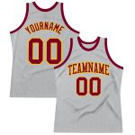 Custom Basketball Jersey Silver Gray Maroon Gold Authentic Throwback Custom Silver Gray Maroon-Gold Authentic Throwback Basketball