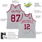 Custom Basketball Jersey - Authentic Throwback in Silver Gray and Maroon-White Colors Custom Silver Gray Maroon-White Authentic - Image 2
