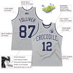 Custom Navy White Silver Gray Basketball Jersey - Authentic Throwback Design Custom Silver Gray Navy-White Authentic Throwback - Image 2