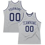 Custom Navy White Silver Gray Basketball Jersey - Authentic Throwback Design Custom Silver Gray Navy-White Authentic Throwback